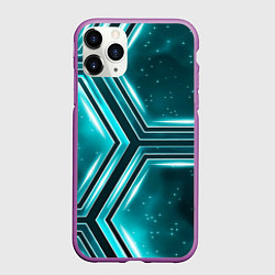 Чехол iPhone 11 Pro матовый Космические соты, цвет: 3D-фиолетовый