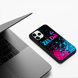 Чехол iPhone 11 Pro матовый Zelda Neon Triforce, цвет: 3D-черный — фото 2