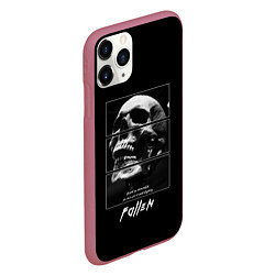 Чехол iPhone 11 Pro матовый Skull with inscriptions, цвет: 3D-малиновый — фото 2