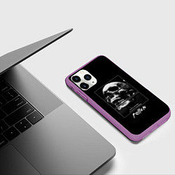 Чехол iPhone 11 Pro матовый Skull with inscriptions, цвет: 3D-фиолетовый — фото 2