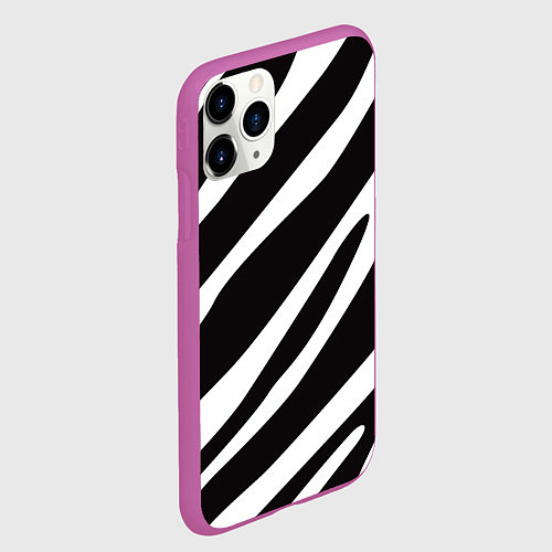 Чехол iPhone 11 Pro матовый Анималистичный рисунок зебра / 3D-Фиолетовый – фото 2