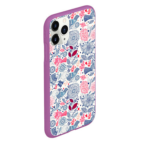 Чехол iPhone 11 Pro матовый THE BIRDS HAVE ARRIVED / 3D-Фиолетовый – фото 2