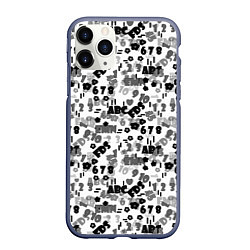 Чехол iPhone 11 Pro матовый Black and white alphabet and numbers, цвет: 3D-серый