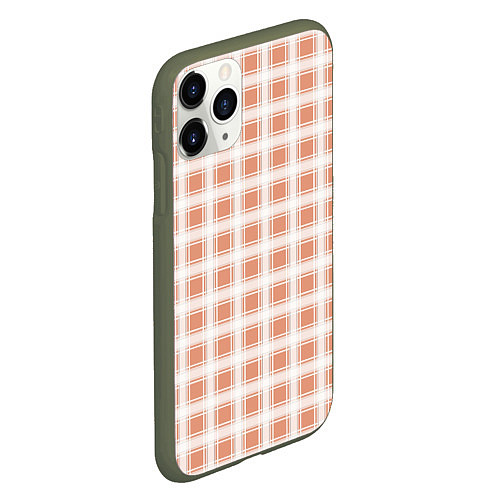 Чехол iPhone 11 Pro матовый Light beige plaid fashionable checkered pattern / 3D-Темно-зеленый – фото 2