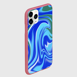 Чехол iPhone 11 Pro матовый Тай-дай с синим, зелёным и белым цветом, цвет: 3D-малиновый — фото 2