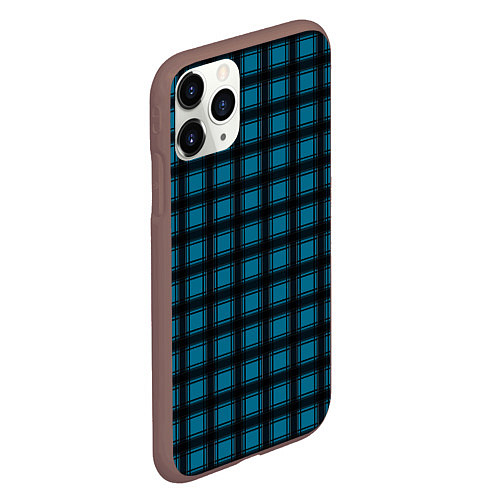 Чехол iPhone 11 Pro матовый Black and blue plaid / 3D-Коричневый – фото 2