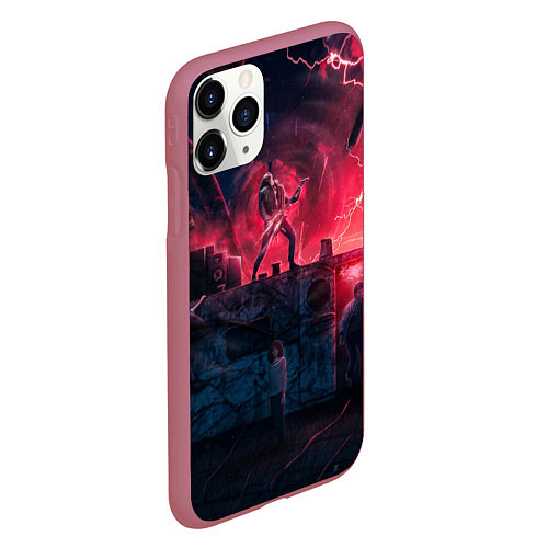 Чехол iPhone 11 Pro матовый Очень странные дела 4: Vecna season / 3D-Малиновый – фото 2