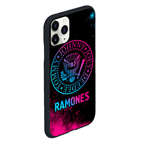 Чехол iPhone 11 Pro матовый Ramones Neon Gradient / 3D-Черный – фото 2