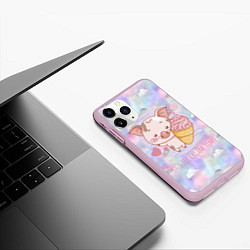 Чехол iPhone 11 Pro матовый Время мороженого, цвет: 3D-розовый — фото 2