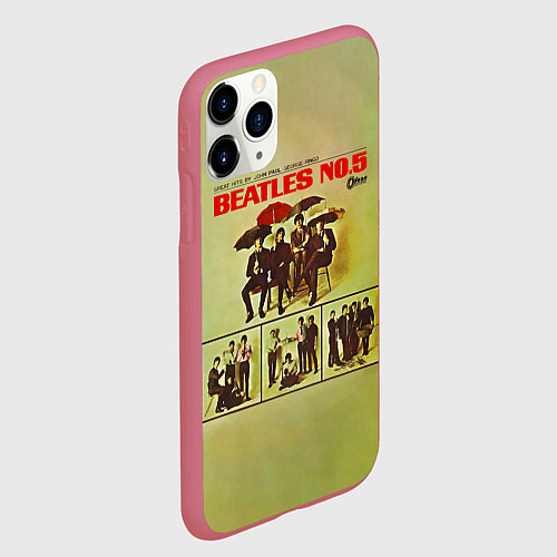 Чехол iPhone 11 Pro матовый Beatles N0 5 / 3D-Малиновый – фото 2