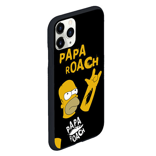 Чехол iPhone 11 Pro матовый Papa Roach, Гомер Симпсон / 3D-Черный – фото 2
