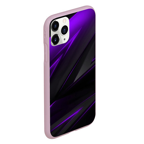 Чехол iPhone 11 Pro матовый Geometry Черный и фиолетовый / 3D-Розовый – фото 2