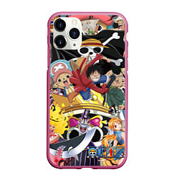 Чехол iPhone 11 Pro матовый One Pieceгерои, цвет: 3D-малиновый