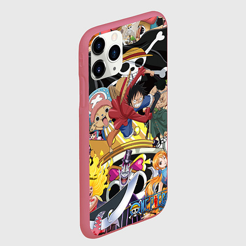 Чехол iPhone 11 Pro матовый One Pieceгерои / 3D-Малиновый – фото 2