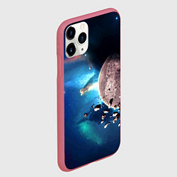 Чехол iPhone 11 Pro матовый Космическое столкновение объектов, цвет: 3D-малиновый — фото 2