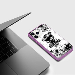 Чехол iPhone 11 Pro матовый Five Finger Death Punch - мелкие трещины, цвет: 3D-фиолетовый — фото 2