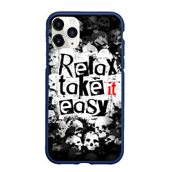 Чехол iPhone 11 Pro матовый Relax Take it easy надпись с черепами