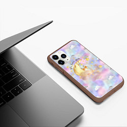 Чехол iPhone 11 Pro матовый Зайка спит на месяце, цвет: 3D-коричневый — фото 2