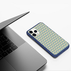 Чехол iPhone 11 Pro матовый Бежевые сердечки, цвет: 3D-тёмно-синий — фото 2