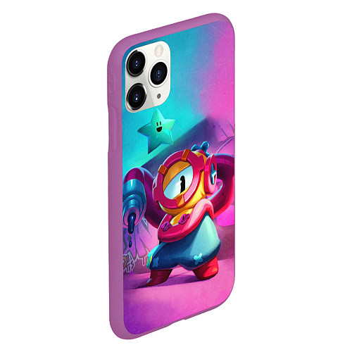 Чехол iPhone 11 Pro матовый Отис Бравл Старс / 3D-Фиолетовый – фото 2