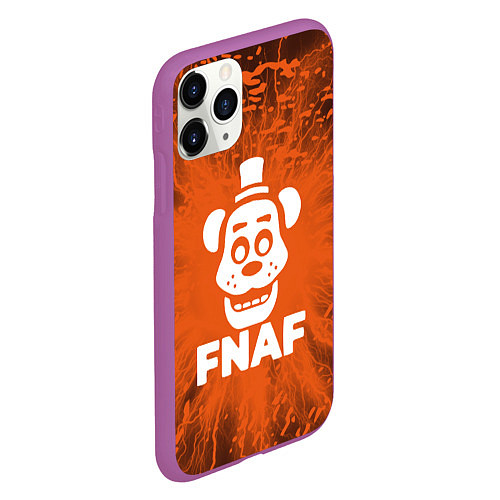 Чехол iPhone 11 Pro матовый Five Nights At Freddys - вспышка молнии / 3D-Фиолетовый – фото 2