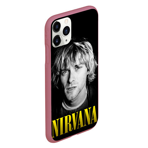 Чехол iPhone 11 Pro матовый Nirvana - Kurt Donald Cobain / 3D-Малиновый – фото 2