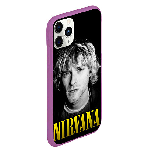 Чехол iPhone 11 Pro матовый Nirvana - Kurt Donald Cobain / 3D-Фиолетовый – фото 2