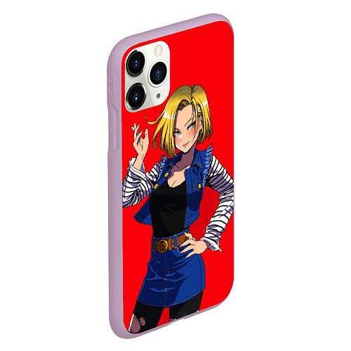 Чехол iPhone 11 Pro матовый Андроид 18 Вайфу Dragon ball / 3D-Сиреневый – фото 2