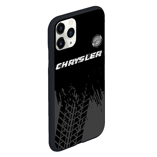 Чехол iPhone 11 Pro матовый Chrysler Speed на темном фоне со следами шин / 3D-Черный – фото 2