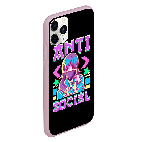 Чехол iPhone 11 Pro матовый Anti Social Антисоциальный / 3D-Розовый – фото 2