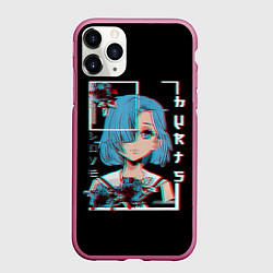 Чехол iPhone 11 Pro матовый Love Anime Girl Flowers, цвет: 3D-малиновый