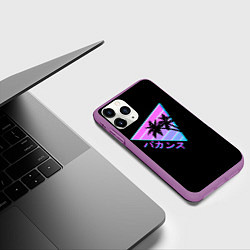Чехол iPhone 11 Pro матовый Ретро Пальмы Градиент, цвет: 3D-фиолетовый — фото 2