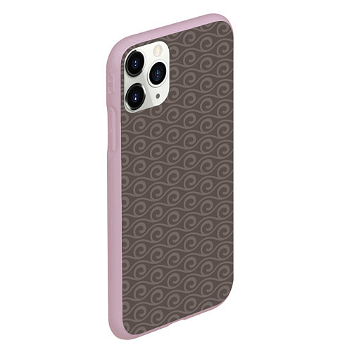 Чехол iPhone 11 Pro матовый Серые волны узоры / 3D-Розовый – фото 2