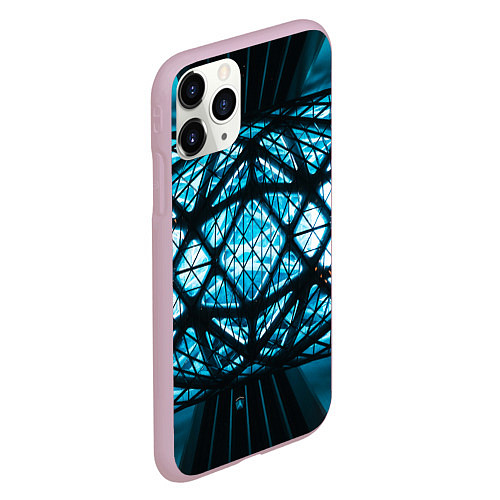 Чехол iPhone 11 Pro матовый Неоновые абстрактные фигуры и фонари - Синий / 3D-Розовый – фото 2