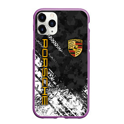 Чехол iPhone 11 Pro матовый PORSCHE : КАМУФЛЯЖ И СЛЕД ПРОТЕКТОРА, цвет: 3D-фиолетовый