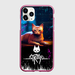 Чехол iPhone 11 Pro матовый Stray Cat: Бродячий Кот, цвет: 3D-малиновый