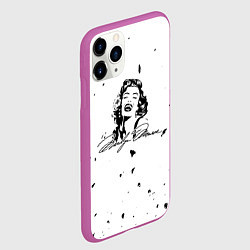 Чехол iPhone 11 Pro матовый МЭРЛИН МОНРО - ЧЕРНЫЕ БРЫЗГИ, цвет: 3D-фиолетовый — фото 2