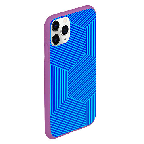 Чехол iPhone 11 Pro матовый Blue geometry линии / 3D-Фиолетовый – фото 2