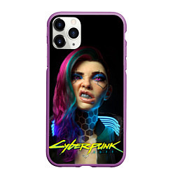 Чехол iPhone 11 Pro матовый Cyberpunk - girl grillz, цвет: 3D-фиолетовый