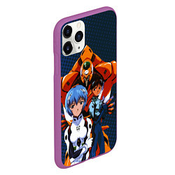 Чехол iPhone 11 Pro матовый Синдзи Икари, Рей Аянами и робот, цвет: 3D-фиолетовый — фото 2