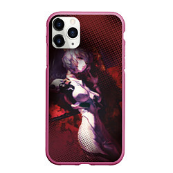Чехол iPhone 11 Pro матовый Рей Аянами- девушка с сиреневыми волосами, цвет: 3D-малиновый