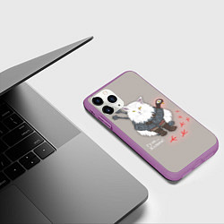 Чехол iPhone 11 Pro матовый Котьмак ГУЛИ бежевый, цвет: 3D-фиолетовый — фото 2