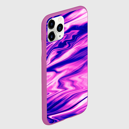 Чехол iPhone 11 Pro матовый Розово-фиолетовый мраморный узор / 3D-Фиолетовый – фото 2