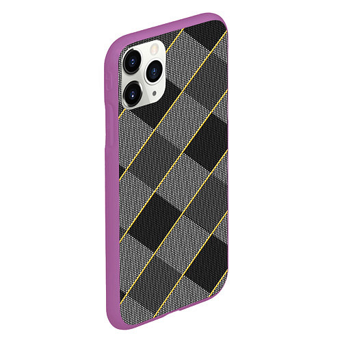 Чехол iPhone 11 Pro матовый Серебром в клетку / 3D-Фиолетовый – фото 2