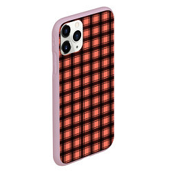 Чехол iPhone 11 Pro матовый Оранжево-черный клетчатый узор, цвет: 3D-розовый — фото 2