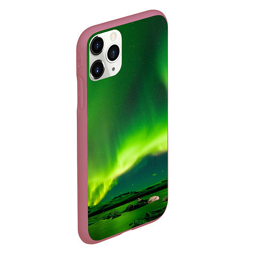 Чехол iPhone 11 Pro матовый Абстрактное полярное сияние - Зелёный / 3D-Малиновый – фото 2