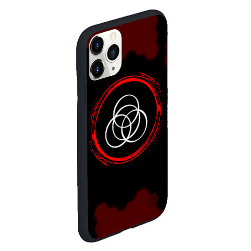 Чехол iPhone 11 Pro матовый Символ Elden Ring и краска вокруг на темном фоне / 3D-Черный – фото 2