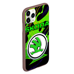 Чехол iPhone 11 Pro матовый SKODA - ОРГАНИЧЕСКИЙ ЗЕЛЁНЫЙ, цвет: 3D-коричневый — фото 2