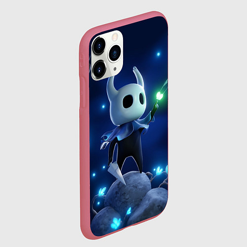 Чехол iPhone 11 Pro матовый Hollow Knight неоновые бабочки / 3D-Малиновый – фото 2