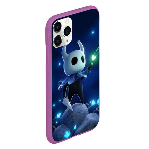 Чехол iPhone 11 Pro матовый Hollow Knight неоновые бабочки / 3D-Фиолетовый – фото 2